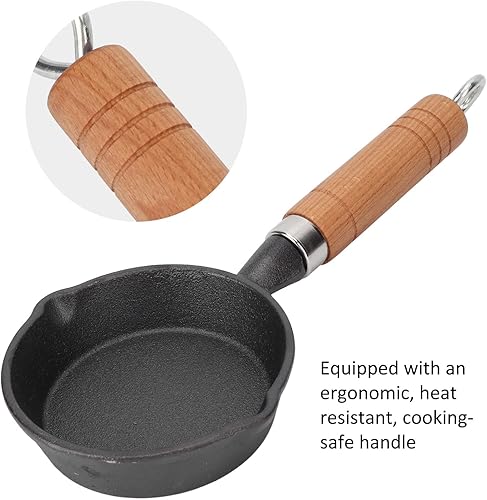 Miniatura 5 de Sartén de hierro fundido de 3.9in de diámetro y 1.4in de profundidad, sartén de hierro fundido presazonado, utensilios de cocina seguros para