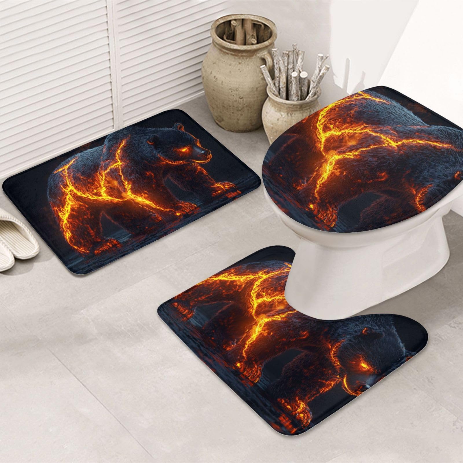 Alfombrillas de baño Flame Bears para decorar tu aseo familiar 1