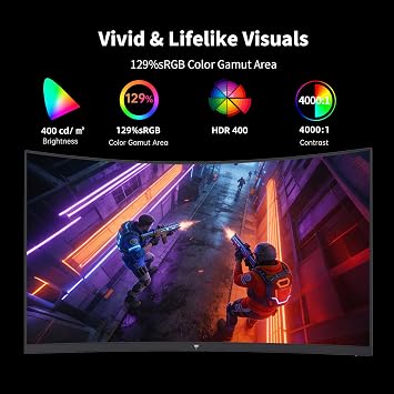 KTC H27S5C 27 Curved Gaming Monitor, 1440P QHD 144Hz 120Hz Monitor, 1500R HVA Panel, HDR400, Adaptive Sync, 400nits, HDMI 2.0 x2, DP 1.4, VESA 100x100 PC Monitor