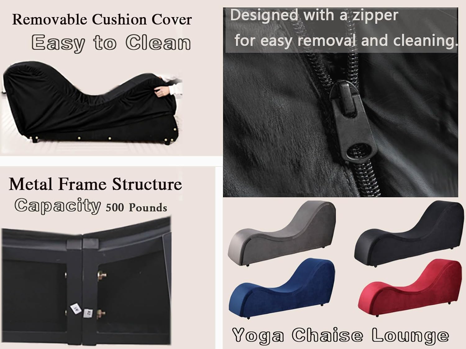 KORZEY Ergonomic Chaise Lounge with Removable & Washable for Relaxation, Exercise, Sofa Couch for Indoor Living Room, Bedroom (Red Velvet)