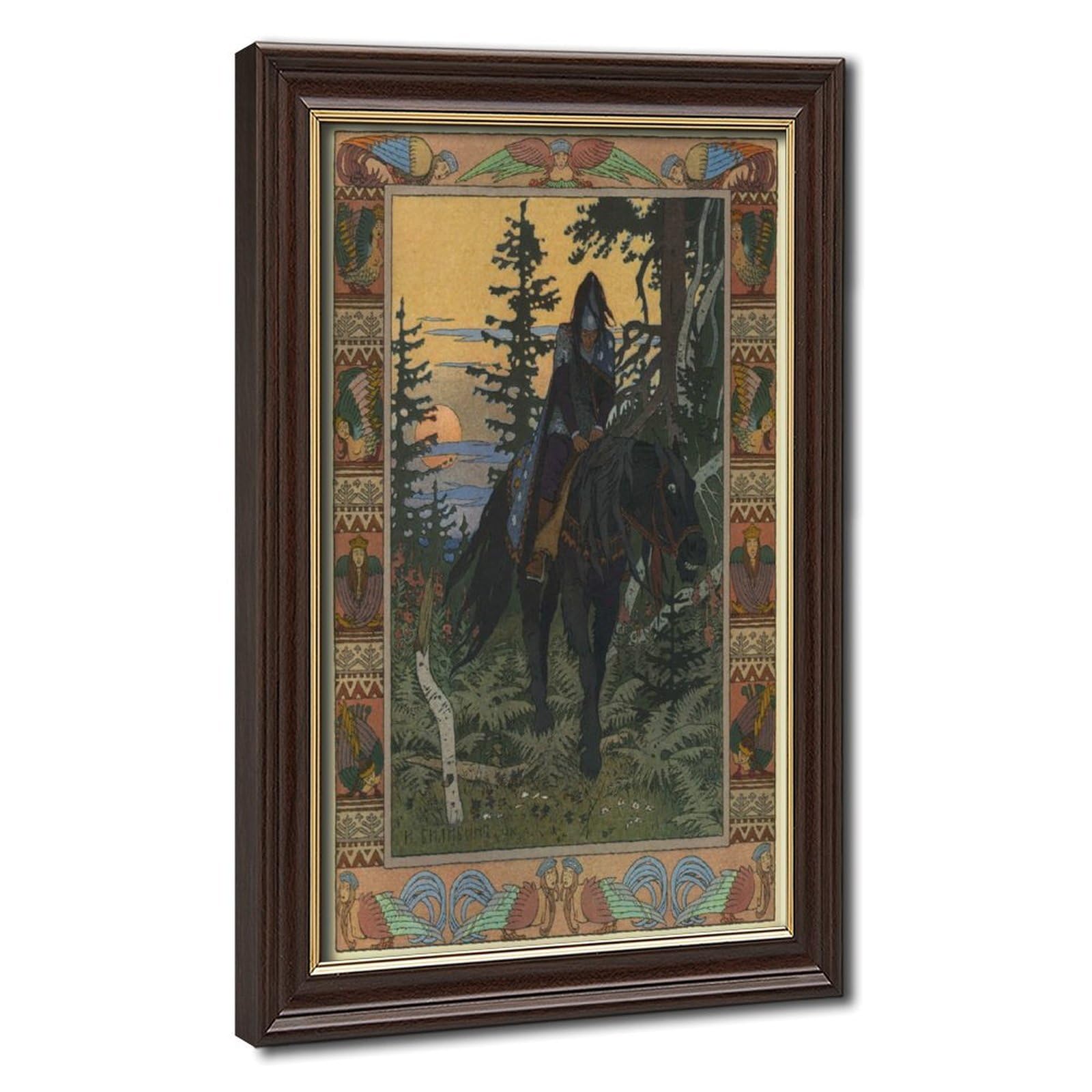 WCYB Black Horseman - Ivan Bilibin Posters Prints Canvas Deco Paintings Wall Art Hangable Frame 8" L X 12" W