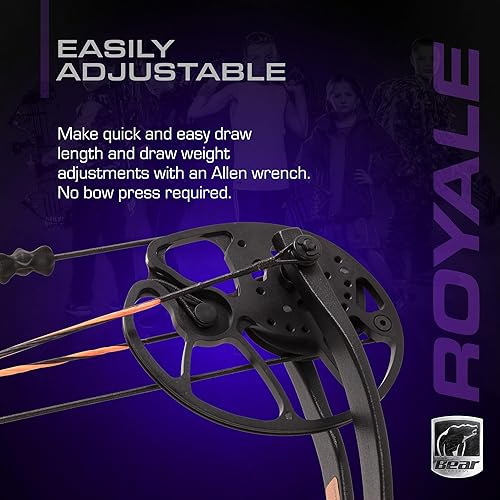 Miniatura 5 de Bear Archery Royale - Paquete de arco compuesto listo para cazar para adultos y jóvenes, longitud de estiramiento de 12 a 27 pulgadas, peso de 5 a