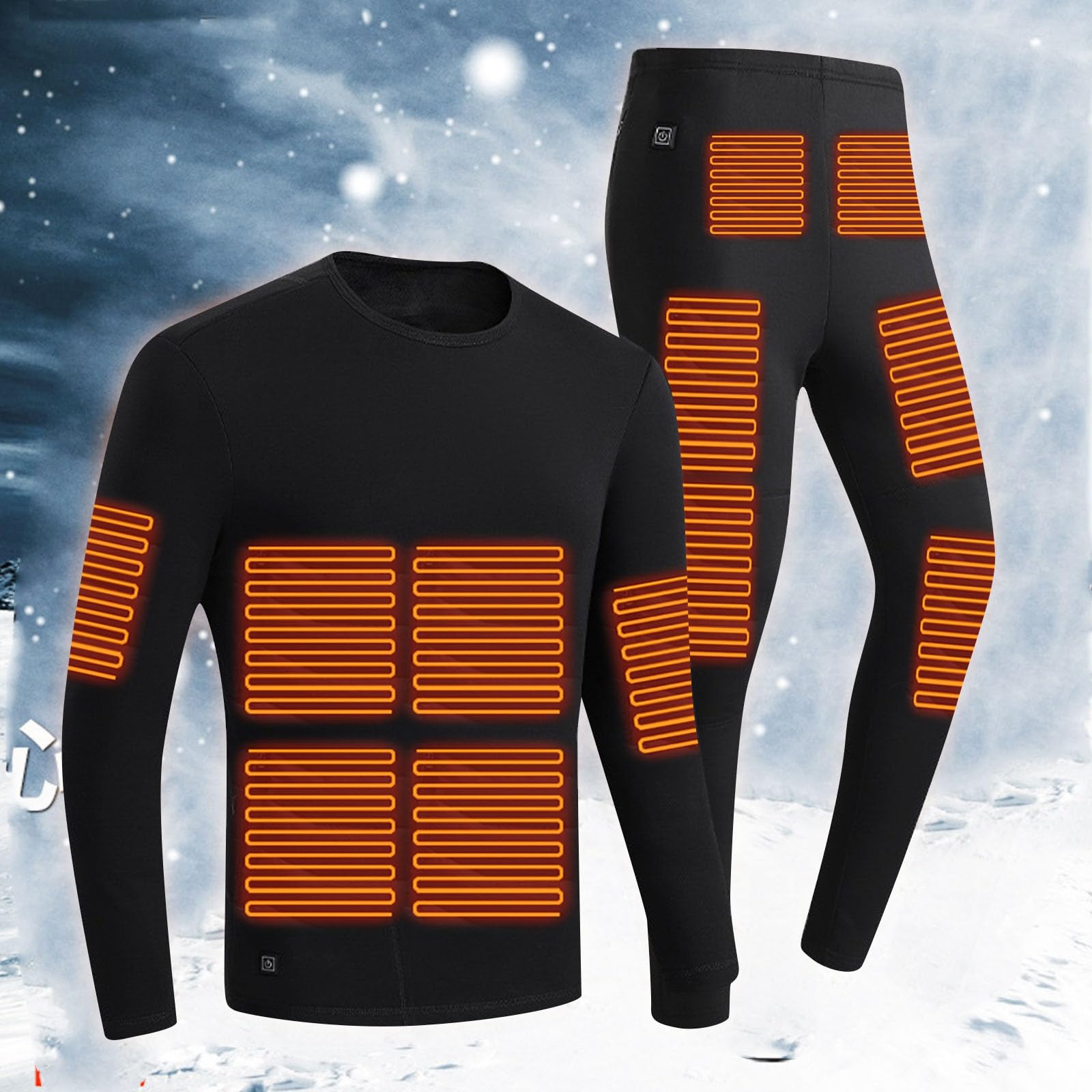 Ensemble de sous-vêtements thermiques pour homme - En peluche de coton - Chauffage USB - Pour l'hiver - 11 zones - Résistant au froid