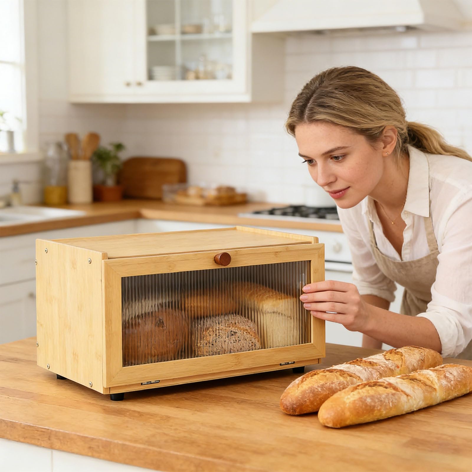 Administrador de Pan Compacto con Orificios de circulación y Estructura para Caja de Almacenamiento de Tienda de conservación de Productos de panadería