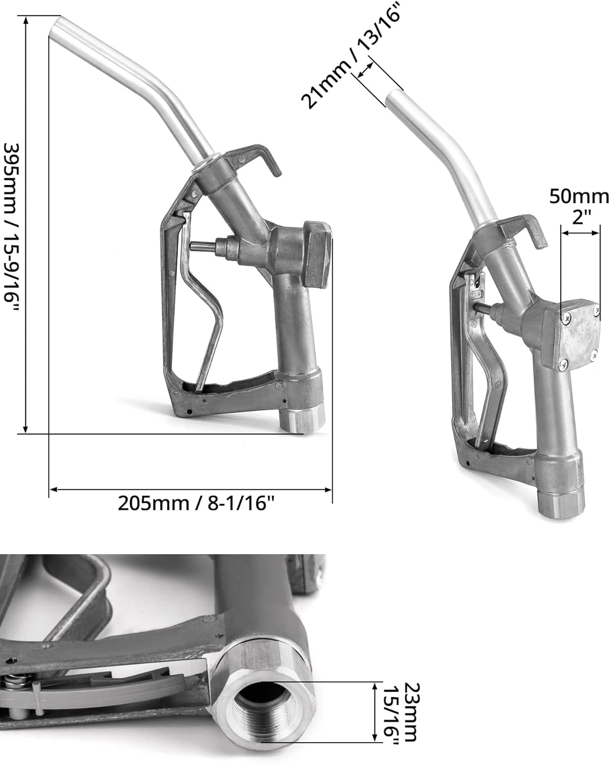QWORK Fuel Nozzle, 3/4 in. NPT Manual Swivel | For Manual and Electric Fuel Pumps | Gasoline and Diesel | Max Pressure 50 PSI, 2 Pack