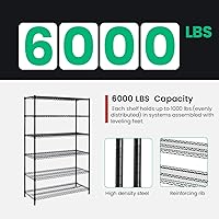 Vista 24 de 6-Tier Storage Shelves Heavy Duty (2100LBS Capacity) for Storage Kitchen Garage, Industrial Commercial-Grade Wire Rack Shelving with Wheels, Height