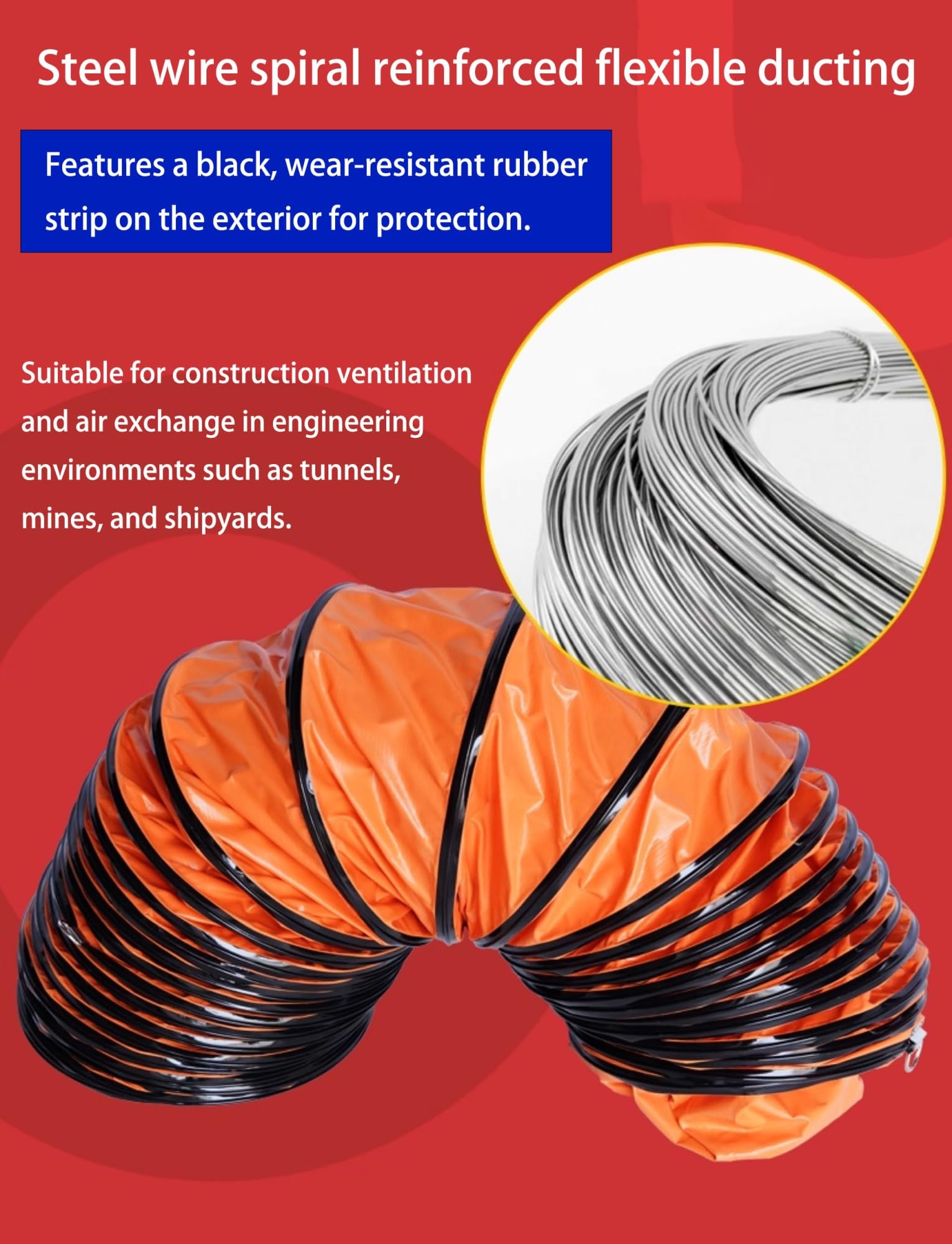Manguera flexible retráctil con cuerda ajustable y anillo en D para aplicaciones de escape de alta temperatura