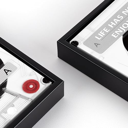 Miniatura 8 de Muzenso Vintage Cassette Tape Wall Art Canvas Prints 16x24 Inch with Black Floater Frame Life Has No Rewind Inspirational Quote for Living Room