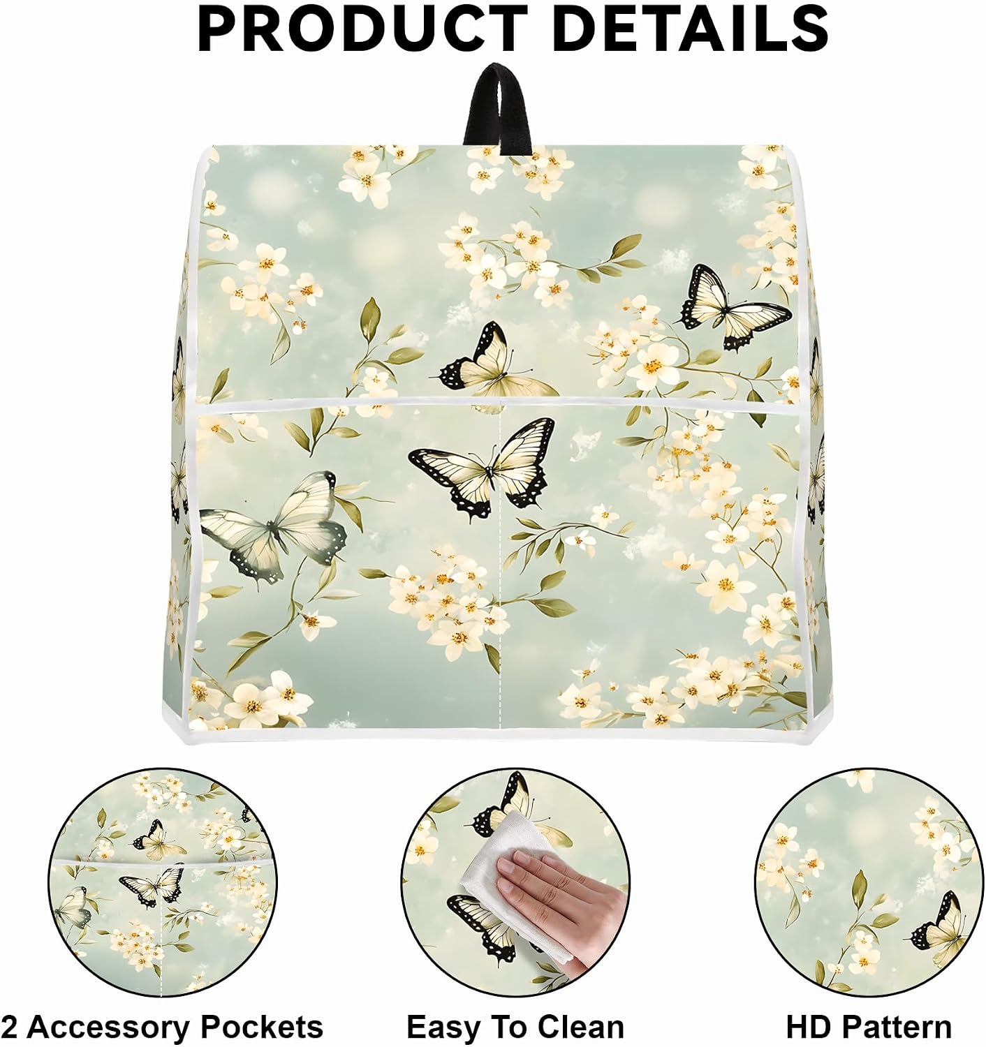 Stand Mixer Cover Compatible for 6-8 Quart Stand Mixer, Butterfly Cloth Cover Kitchen Dust Covers with Pockets