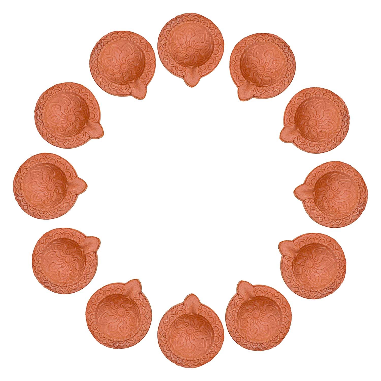 Zestaw 12 szt. Diwali prezent / dekoracje Diwali Clay Diya. Ręcznie wykonana naturalna lampa z oleju glinianego/'Welcome Traditional Diyas' z bawełną odprowadza Batti. Lampa Diwali Earthen Lampa. Lampa olejowa 12 szt. Zestaw prezentów Diwali / Dekoracje D