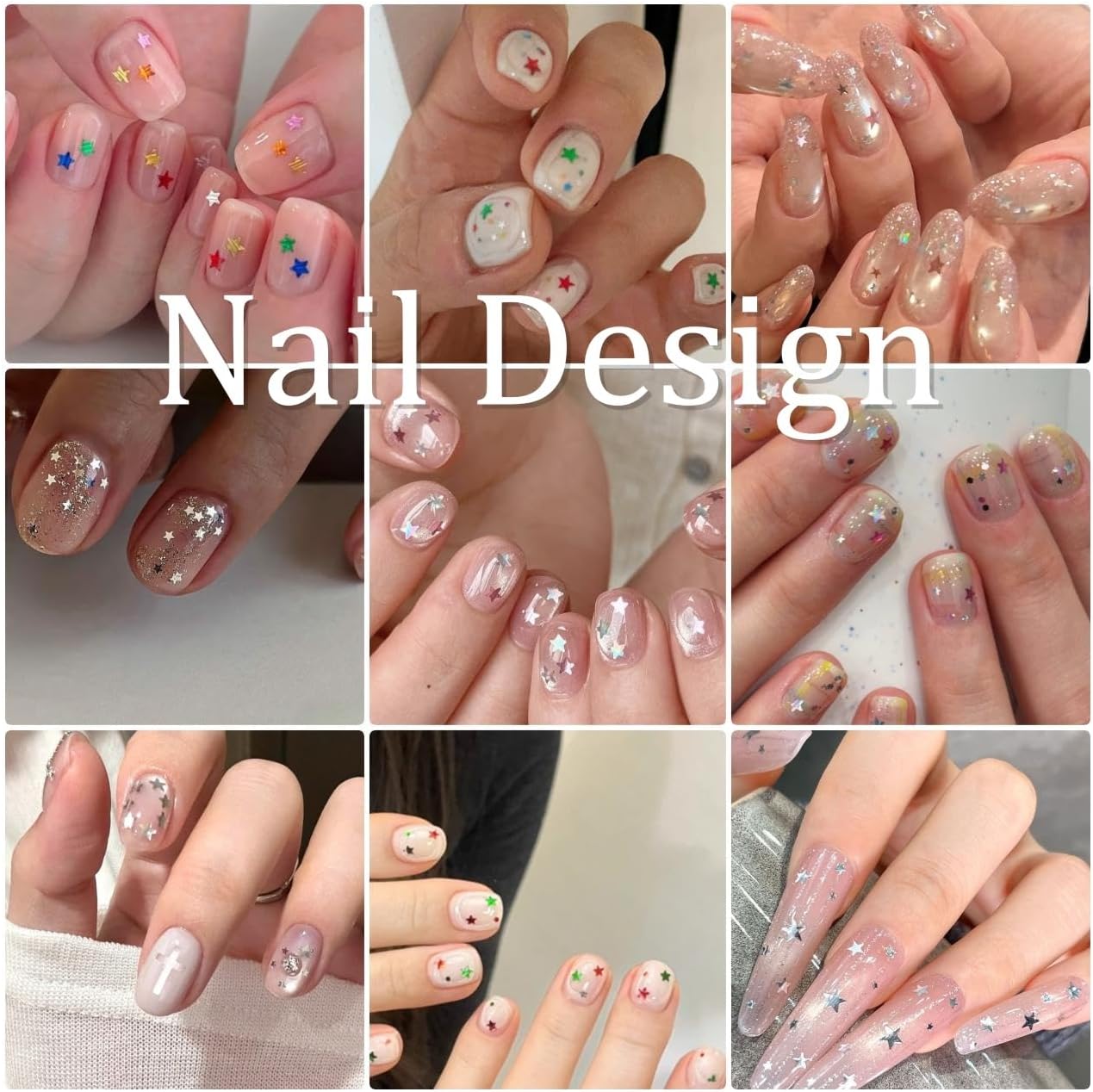 12Grid Star Nail Art Glitter Sequins 3D Holographic Star Nail Sequins Laser Mini Star Glitter Nails Art Supplies Nail Decals Flakes Design for Women Manicure DIY Acrylic Nail Art Decorations