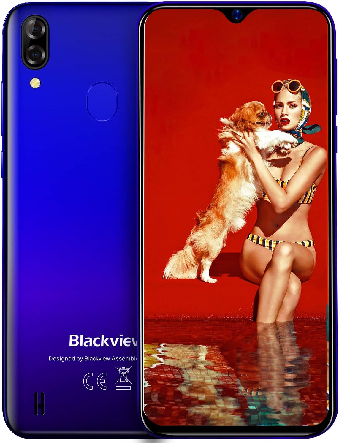 4G Mobile Phone, Blakview A60 Pro 3GB RAM+16GB ROM UK Version, Android 9.0, 6.1 Inch Waterdrop Display, SIM Free Smartphones Unlocked, Fingerprint, Face ID - Gradient