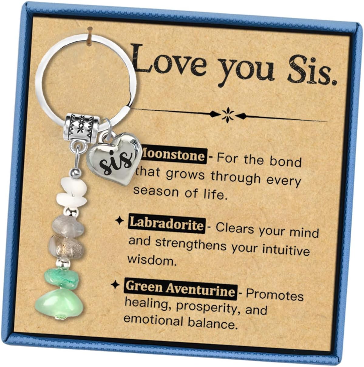 Crystal Keychain Gift for Sister, Love You Sis Crystal Keyring Gift for Sister's Birthday, Unique Charm Key Ring, Sister Keyring to Bestie, Friend, Mother, Valentine’s Day Gift