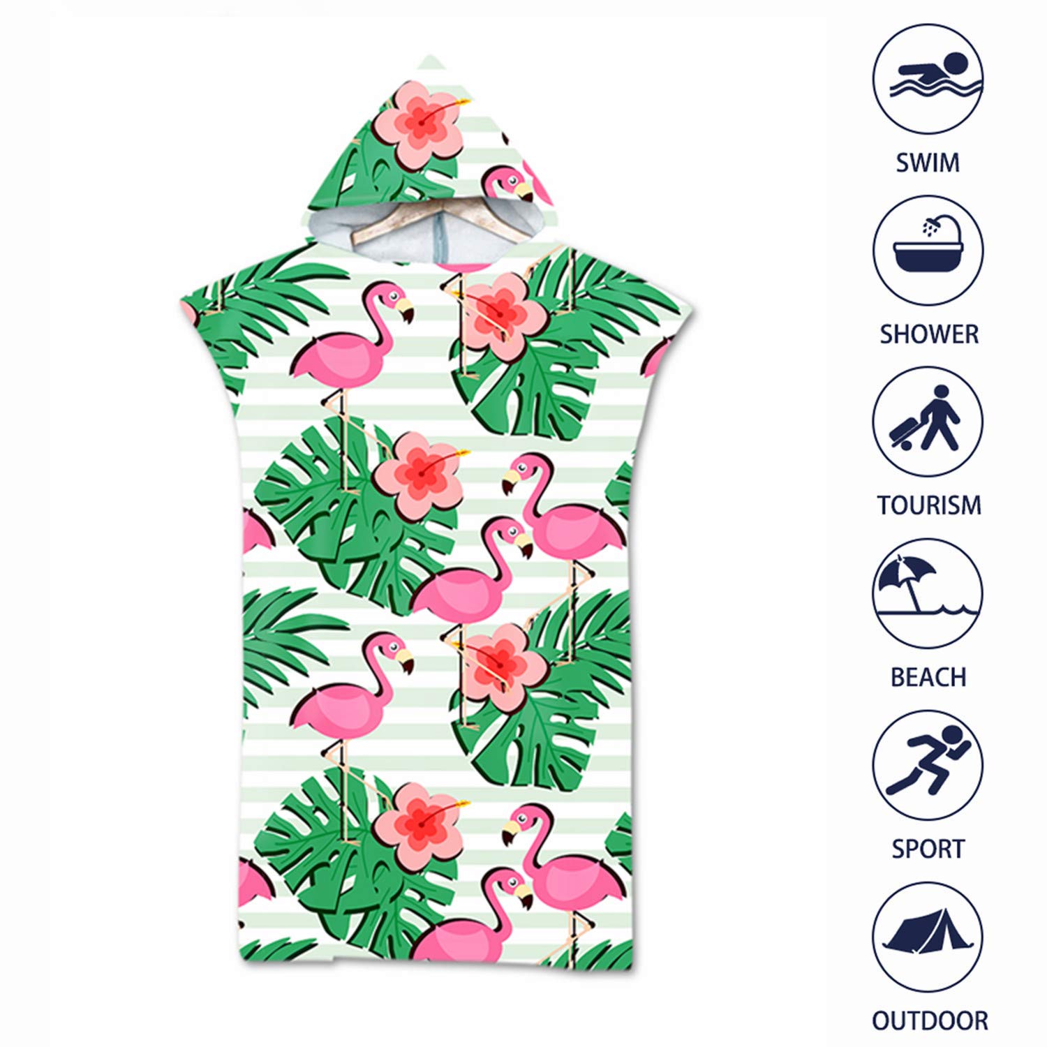 Poncho Asciugamano Microfibra Con Cappuccio - Per Spiaggia, Nuoto, Surf, Uomo E Donna - Foto 5