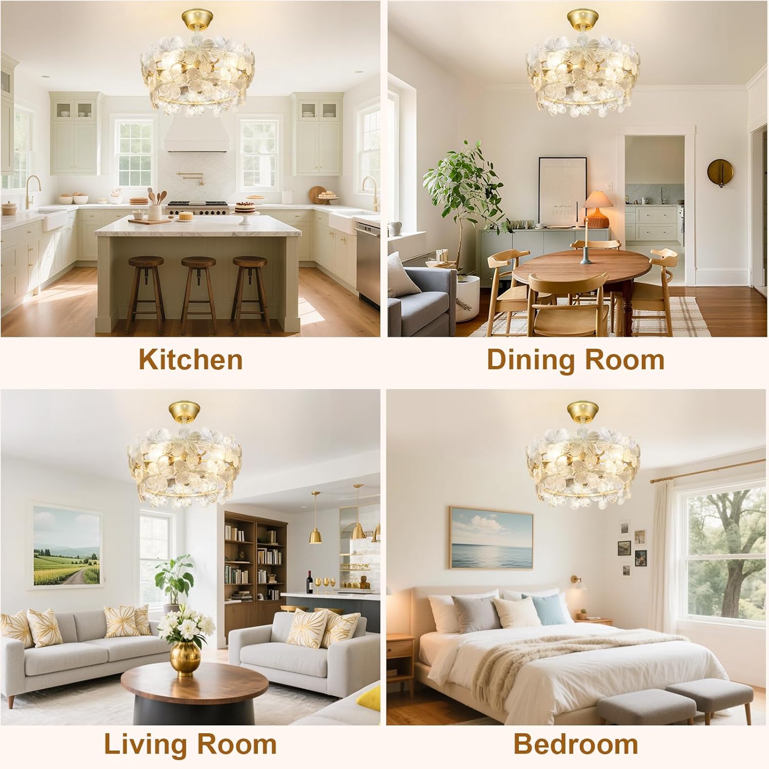 Depuley Bedroom Ceiling Fan with Lights: 20" Gold Chandelier Small Fan with Remote Control - Modern Flower Fandelier for Girl's Bedroom Living Room Nursery (E26 Bulbs Not Included)