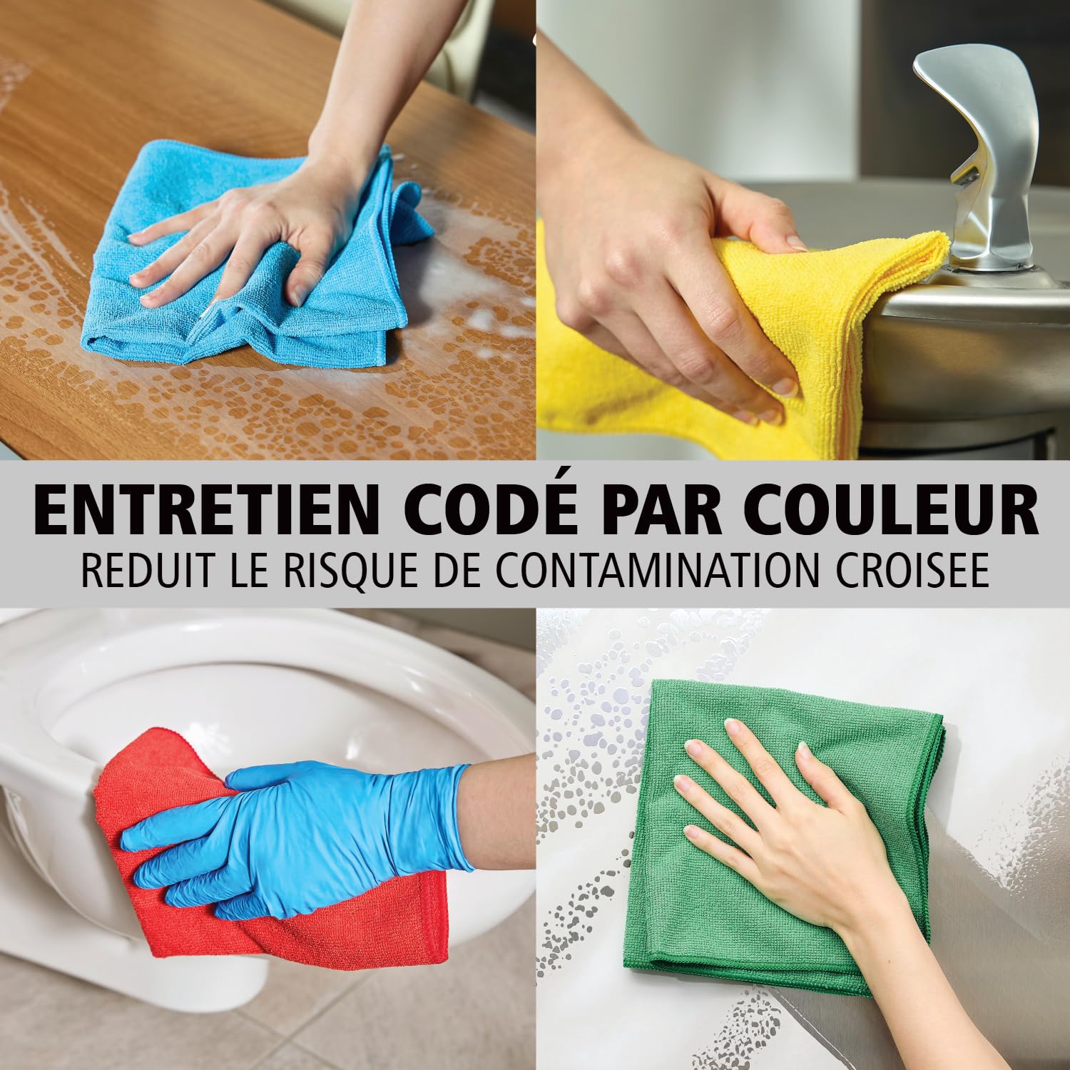 Rubbermaid Commercial Products HYGEN™ r-40 Chiffons Microfibre Recyclée, 30cmx30cm | Résistants, sans Peluches, pour Nettoyage Humide/Sec, Maison, Voitures | Bleu | Sachet de 24 carrés | 1820579