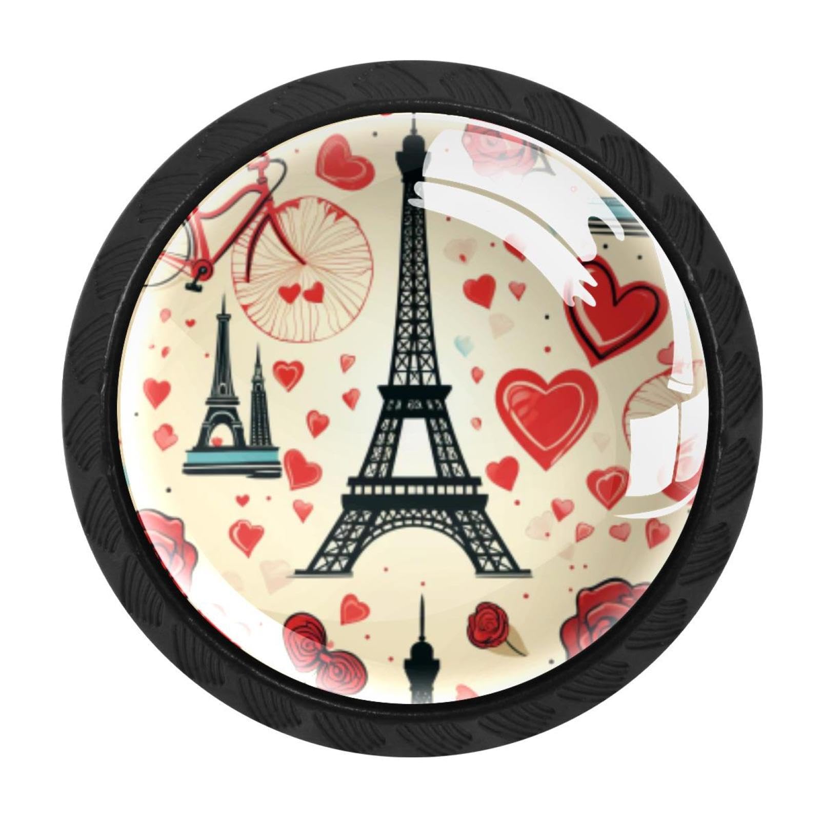 Chenzzzz Multicolored 16 4 Pieces Eiffel Tower Valentine's Day Drawer Knobs, 35Mm Black Cabinet Knobs, Drawer Pulls And Knobs, Dresser Drawer Knobs, Cabinet Hardware Kitchen Cabinet Knobs