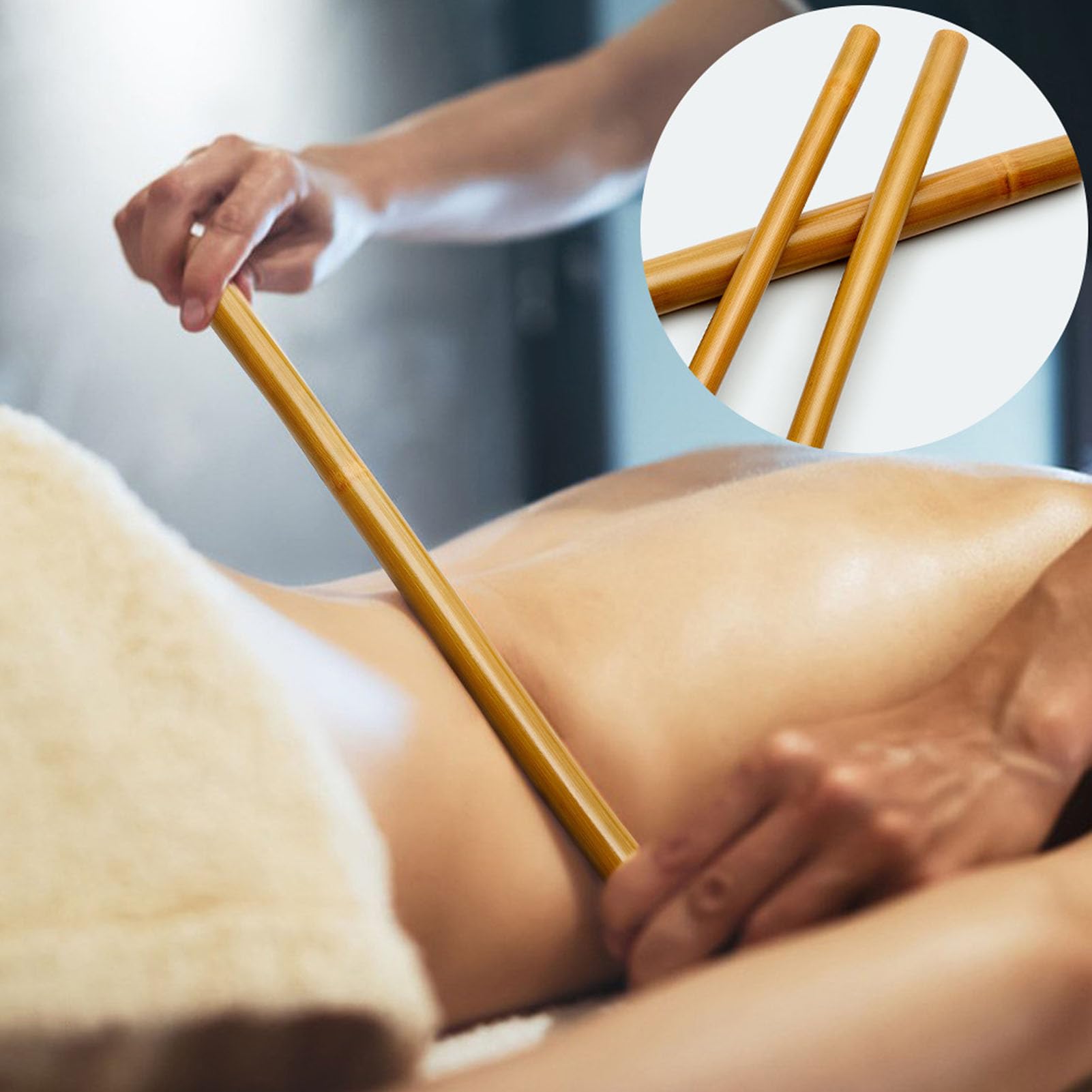 Bambus Massagestäbe, Warmes Bambus Massagegerät Zur Entspannung der Muskeln, Bambus Massageroller für Schulter, Nacken, Rücken, Oberschenkel