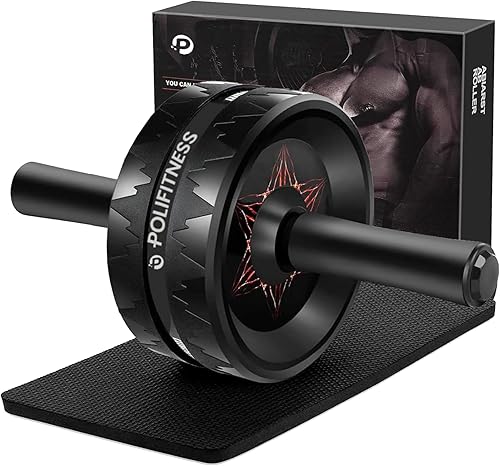 *POLIFITNESS* Rueda de rodillo abdominal, abdominales y equipo de entrenamiento para entrenamiento de fuerza de cuerpo completo - Rueda de ejercicio