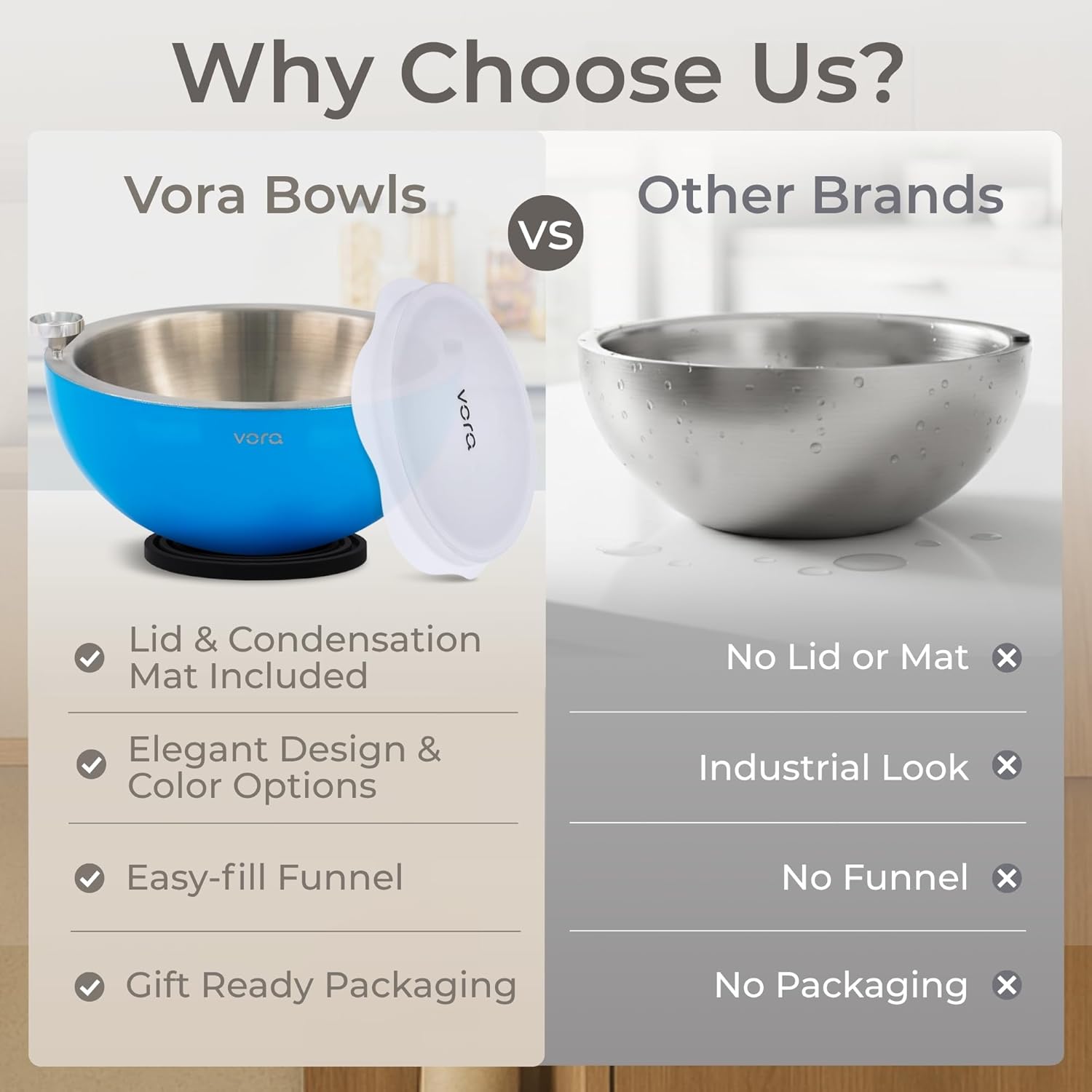 Vora 35oz Dip Chiller Bowl with Lid | 1 Pack Blue Stainless Steel Chilled Serving Bowl Keep Dips, Salads, and Appetizers Perfectly Cold with Leak-Resistant Ice Bowl for Effortless Hosting