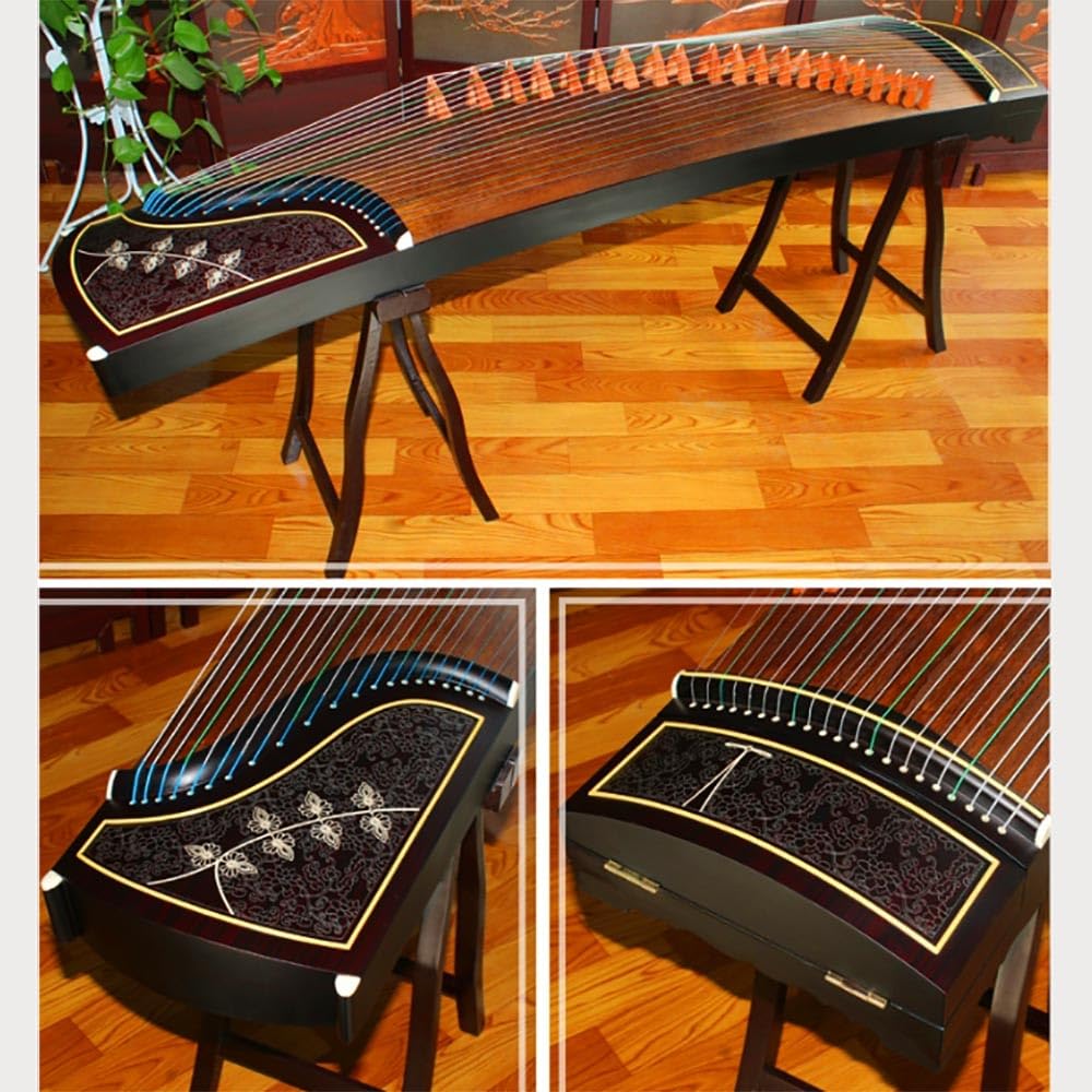 Guzheng Qin, dla początkujących i dorosłych, profesjonalne wykonanie, solidny czarny instrument z drzewa sandałowego