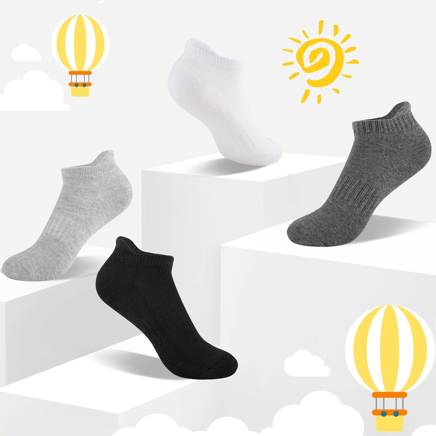 Comfoex 16 Pairs Boys Girls Socks Ankle Low Cut Athletic Cushioned Socks For Kids 4-6 6-8 8-10 Years Old - Image 4