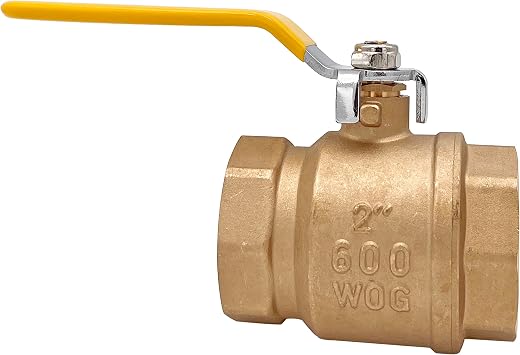 2" Full Port Ball Valve, Lead-Free LF 2 inch Brass Valve, Female NPT Threads Connector, 150 PSI WSP 600 PSI WOG - 2 in, 1 Pack