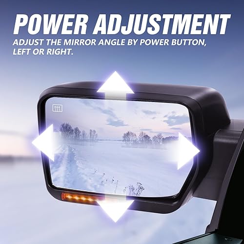 Miniatura 5 de Espejos de remolque compatibles con Ford F150 2007-2014, espejo de remolque plegable manual, calefacción eléctrica con luz LED trasera intermitente,
