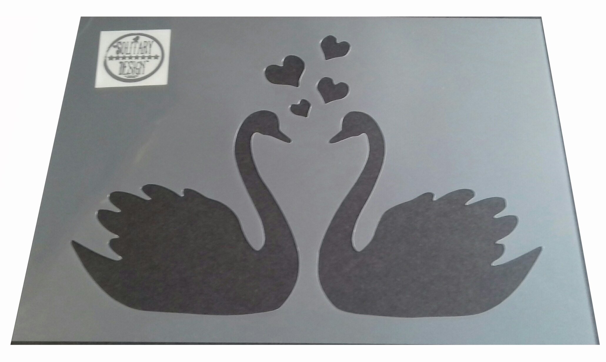 Shabby Chic Stencil Swans in Love Heart Vintage Style A4 297x210mm Wall Art