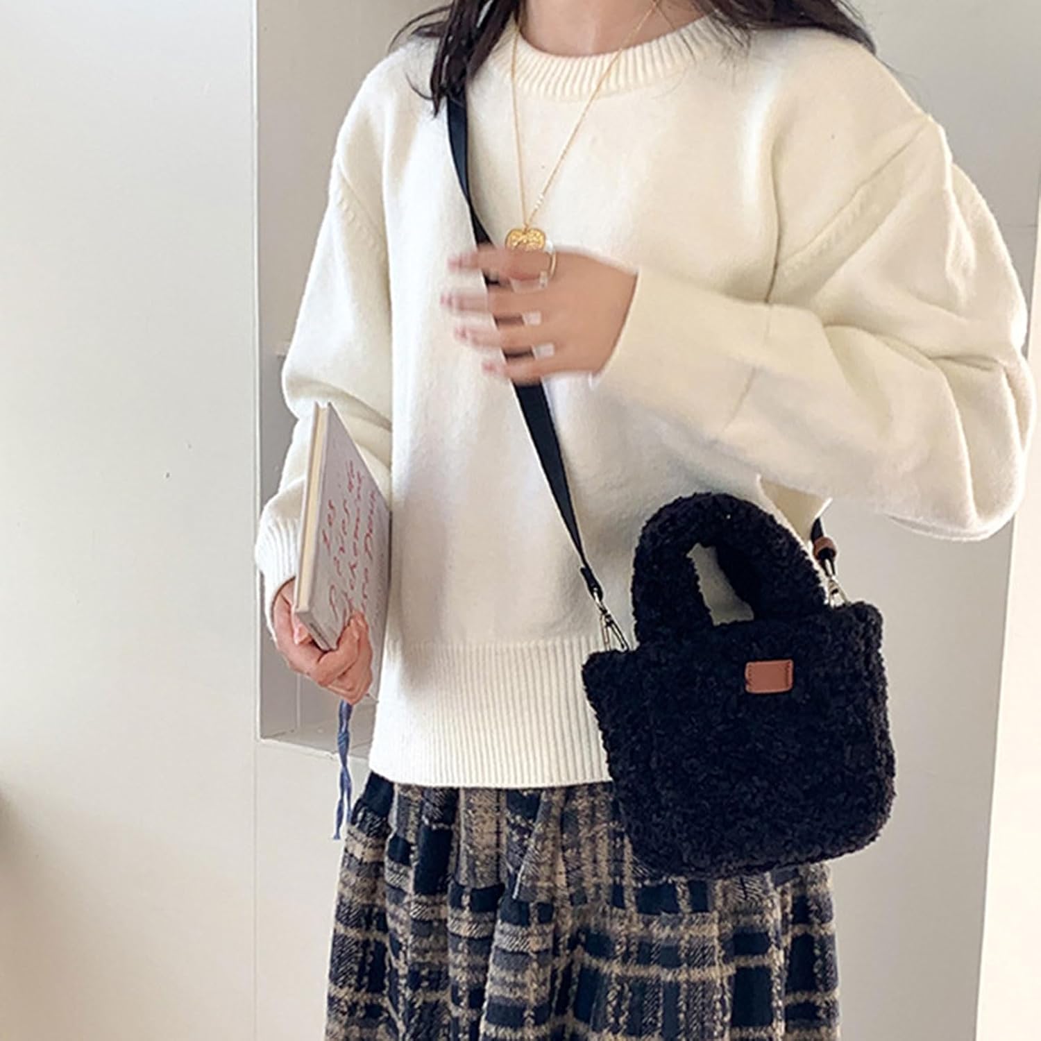 Women Bag Autumn Winter Crossbody Plush Shoulder Top Handle Handbag Korean Styles Messengers For Daily Women Korean Styles - Image 9