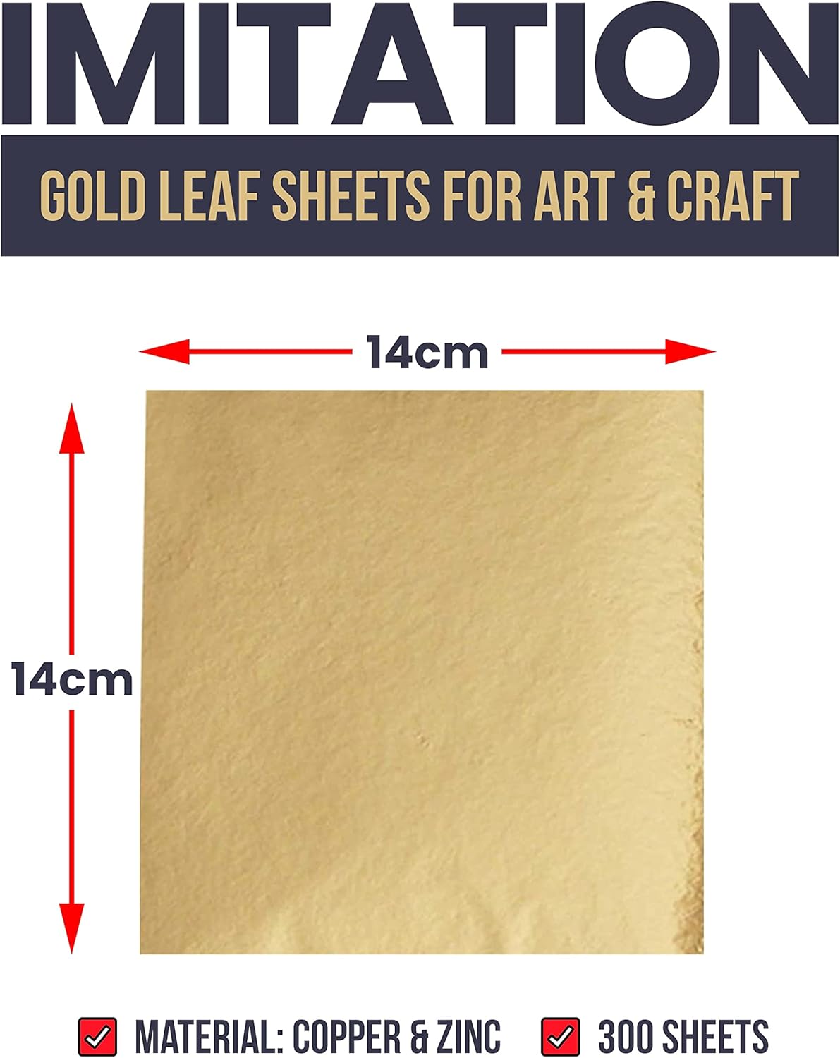 300 Imitation Gold Leaf Sheets 14 x 14 cm Gold Leaf for Art, Gilding