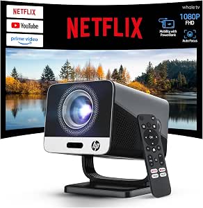 HP Projector with Netflix, USB-C Power Bank Compatible, 4K Supported MC475