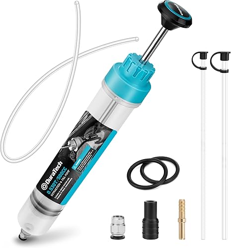 DURATECH Extractor de Fluido de 500CC, Extractor de Aceite con Manguera Larga y Tubos de Extensión, Extractor de Líquido de Frenos, Bomba de Fluido