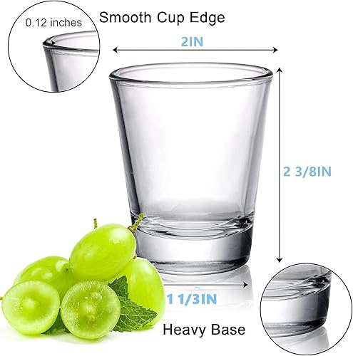 Miniatura 2 de Tebery 30 Piezas Vasos de Chupito de 60ml, Juego de 2oz Vasos de Chupito de Base Pesada, Vasos de Chupito de Vidrio Redondo, Vidrio Transparente