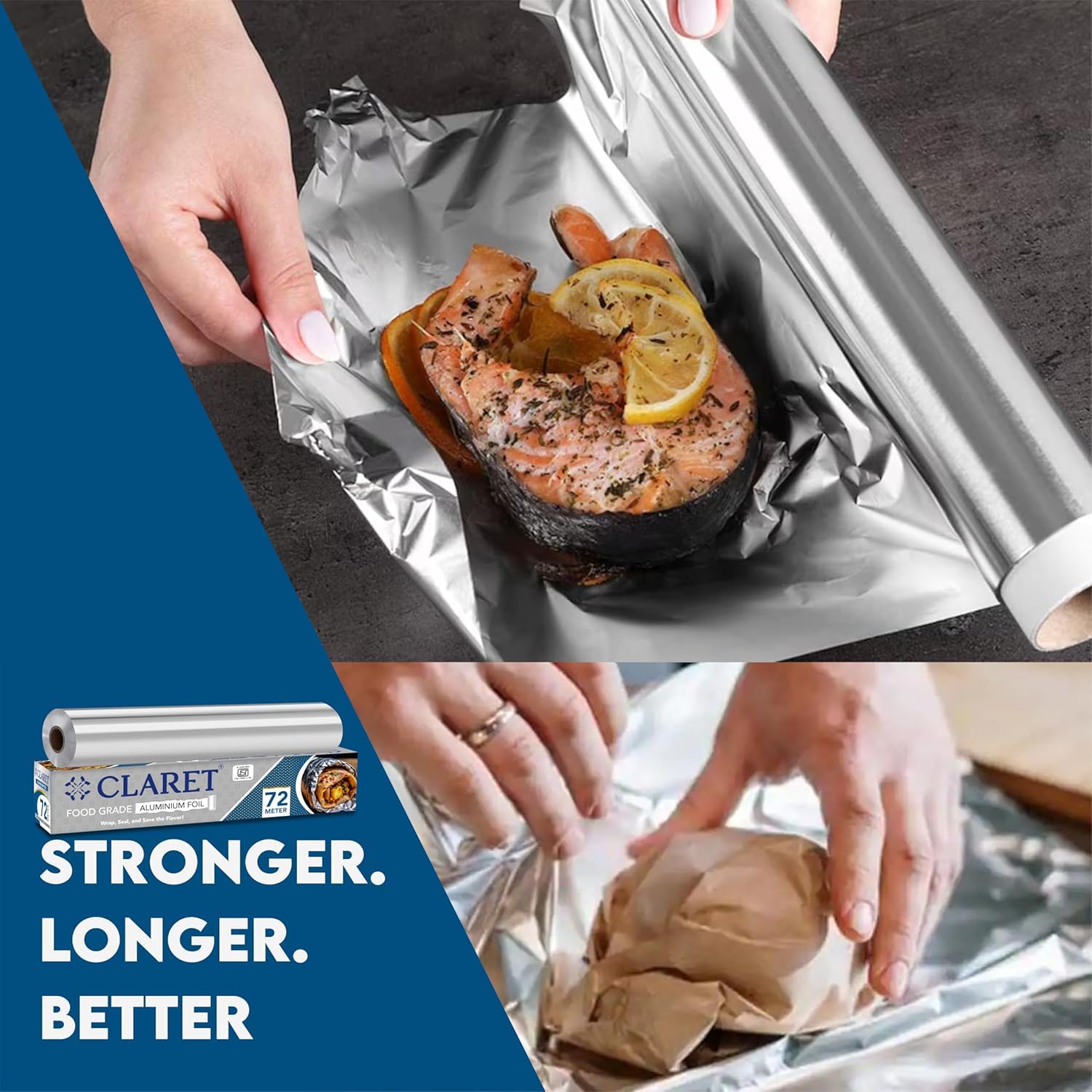 Claret Aluminium Foil 72 Meter | Food-Grade, Extra Strong & Durable | Retains Freshness & Keeps Food Warm | Ideal for Wrapping, Baking, Grilling & Storing Food (Pack of 1) - Image 8 thumbnail