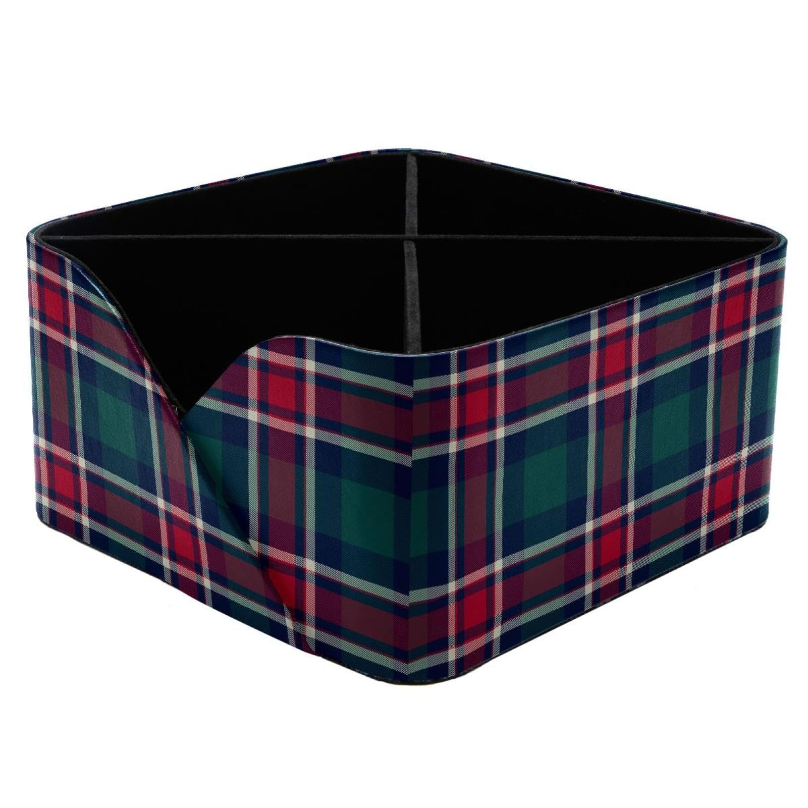 KengjuTesu Plaid Diagonal Fabric Texture Desktop Organizer Pen Holder, Rectangular Pencil Cup for Office, Study and Makeup Stations