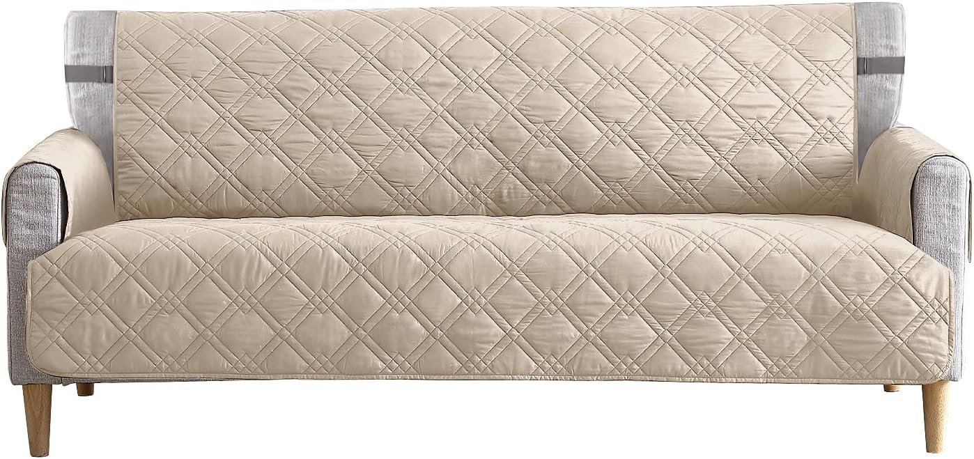 Tempcore Couch Covers, Waterproof Couch Covers for Dogs, Couch Covers for 3 Cushion Couch, Machine Washable Sofa Cover, Seat Width to 70", Sofa Cover for Pets/Children, Sofa, Beige