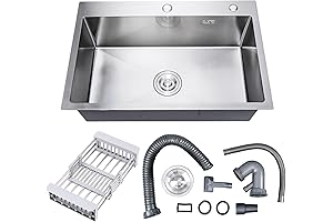 30" x 18" Single Bowl Kitchen Sink Top Mount, Stainless Steel Topmount...