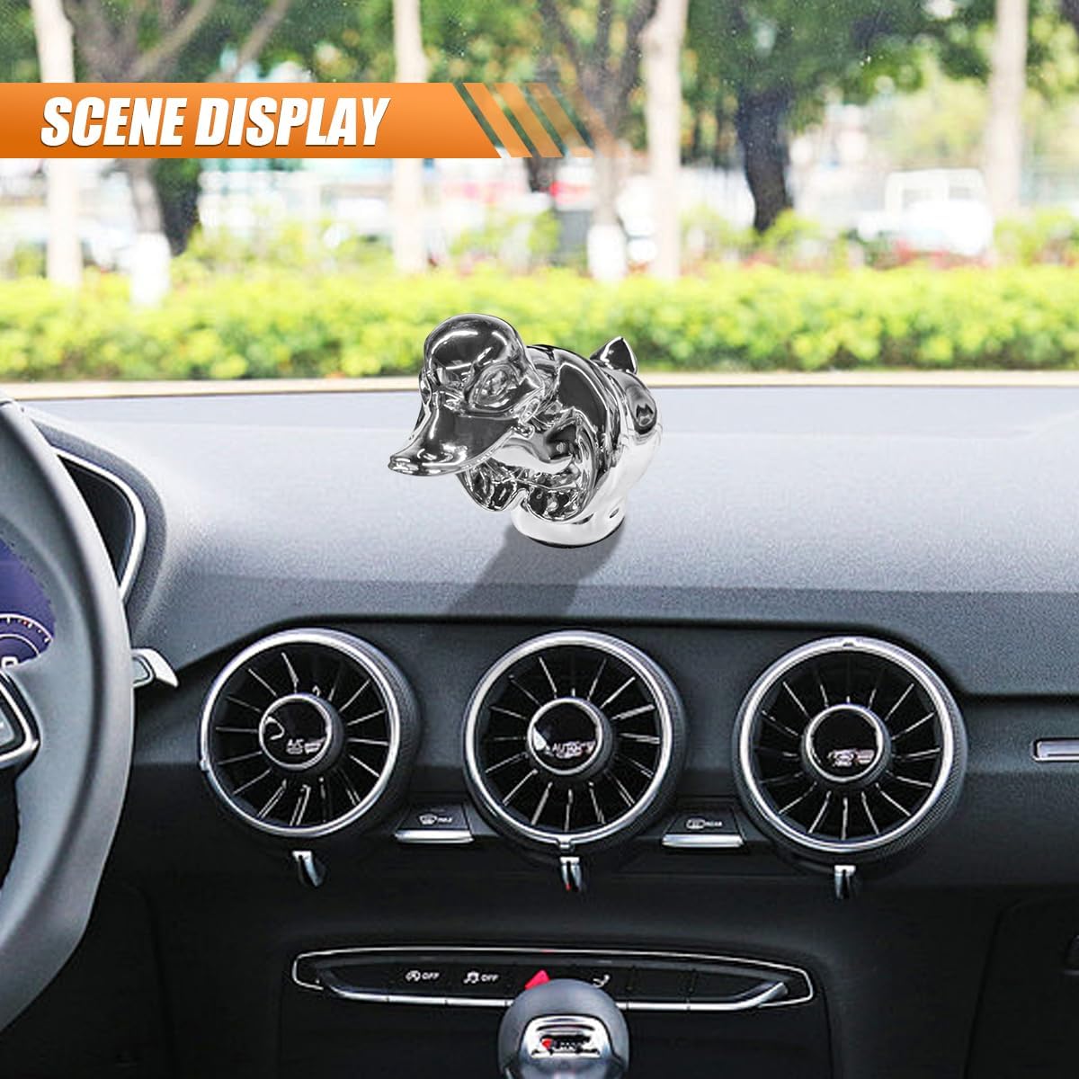 Angry Duck Car Hood Ornament, High Shine 3D Chromed Metal Car Hood Decoration, Self-Adhesive Electroplated Polished Vehicle Exterior Charm Accessories for Truck, Desktop, Cabinet (Sliver)
