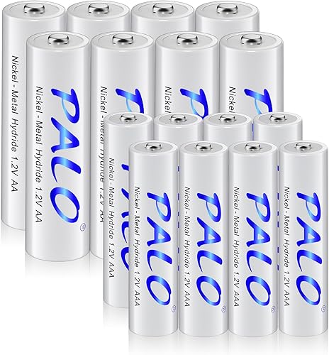 16 juegos de baterías recargables AA AAA, alta capacidad de 1300 ciclos 8 paquetes AA 3000mAh y 8 paquetes AAA 1100mAh y cajas de almacenamiento,