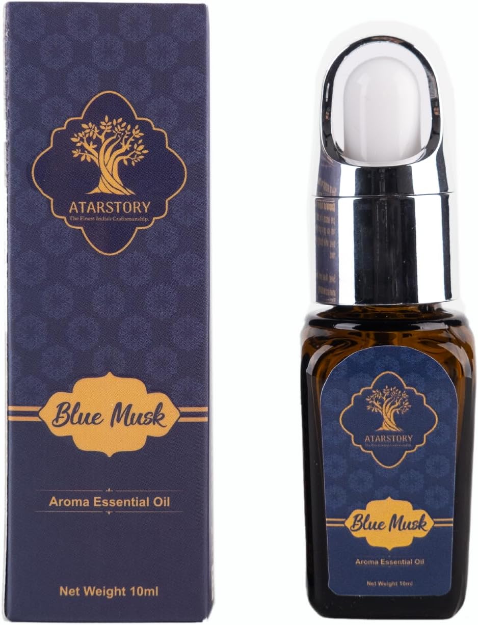 ATARSTORY Premium Blue Musk Essential Oil 10ml - Pure, Natural Fragrance Oil | Calming & Exotic Aroma | Ideal for Aromatherapy & Diffusers | Therapeutic-Grade -10ML