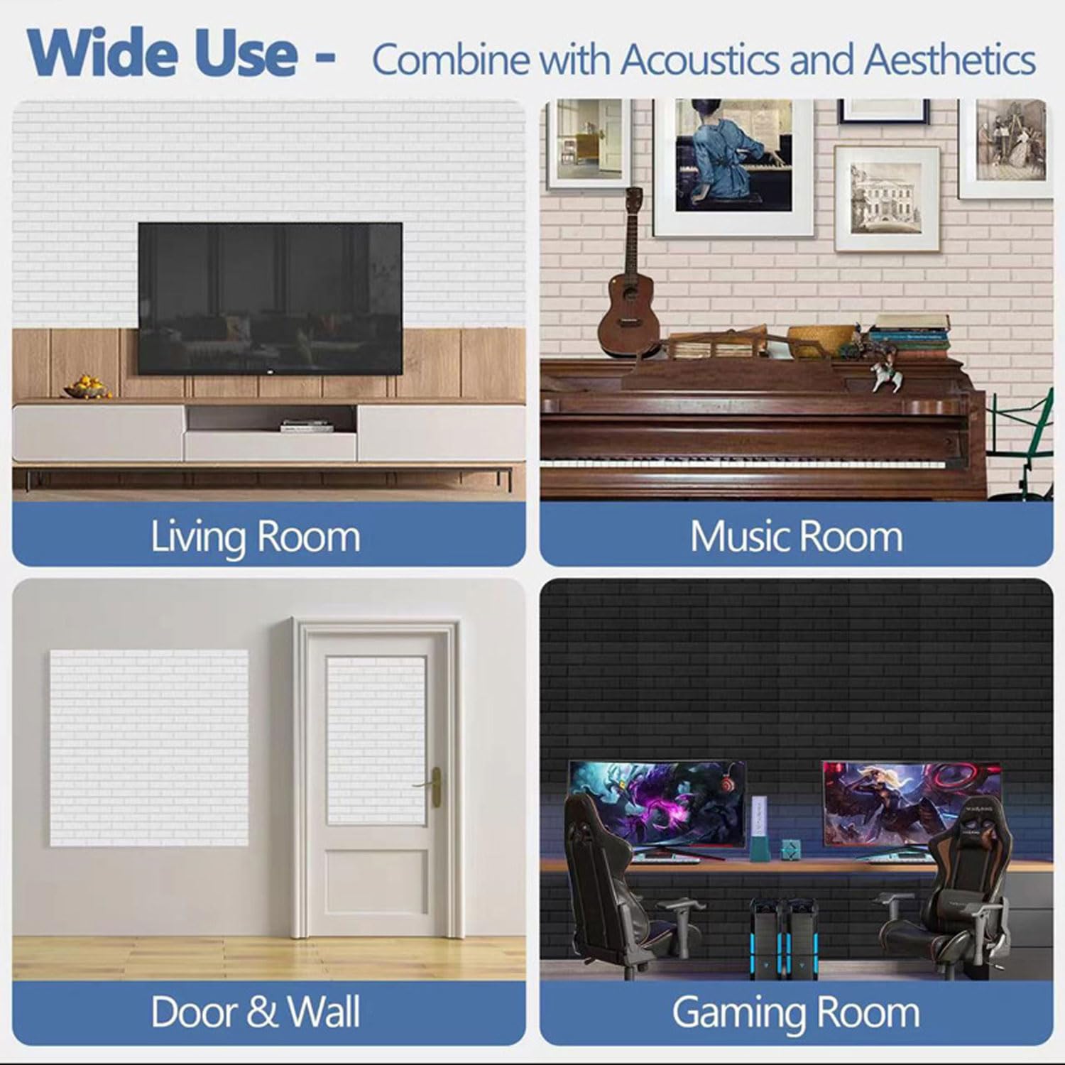 Panele ścienne dźwiękochłonne, panele samoprzylepn 12 Pcs Acoustic Sound Absorbing Panels Multicolor Self-Adhesive 30x30 cm Wall Ceiling(Beige)