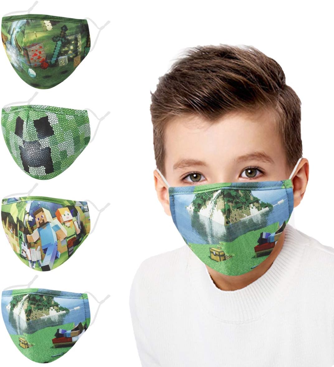 Washable Breathable Kids Face Mask Reusable Adjustable Ear Loops, Cotton Cloth Layer Covering Fabric Cute Fashion Designer Masks Mascarilla para Niños Boys Girls Children Toddle Gift