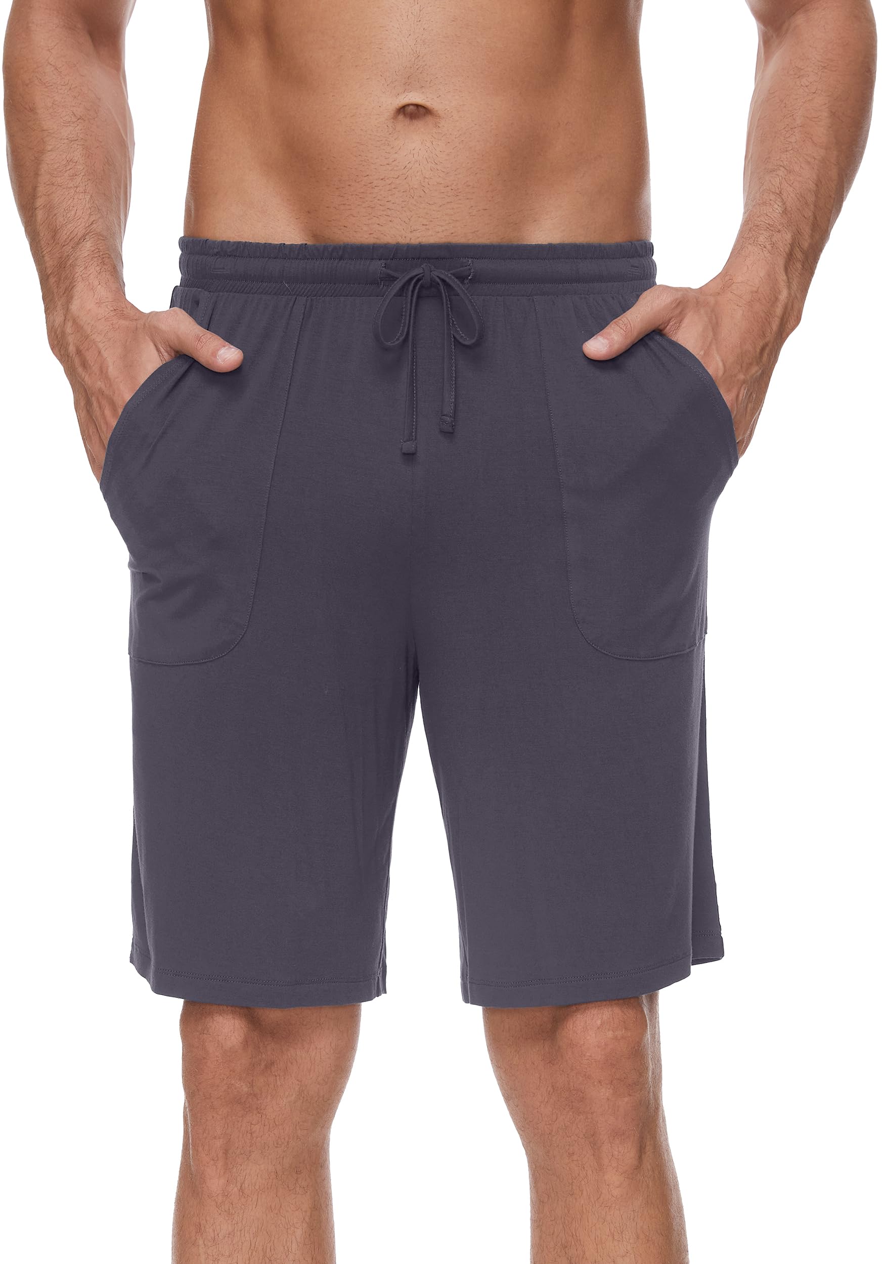 WiWi Mens Pajama Shorts Super Soft Lounge Bottoms Bamboo Viscose Cooling Sleep Bottom with Pockets S-3X