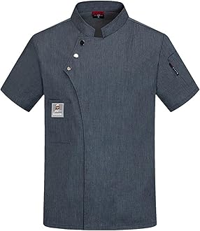 Unisex Chef Coat Short Sleeve Jacket,Breathable,Comfortable Button Closure - Kitchen,Restaurant,Hotel Uniform A