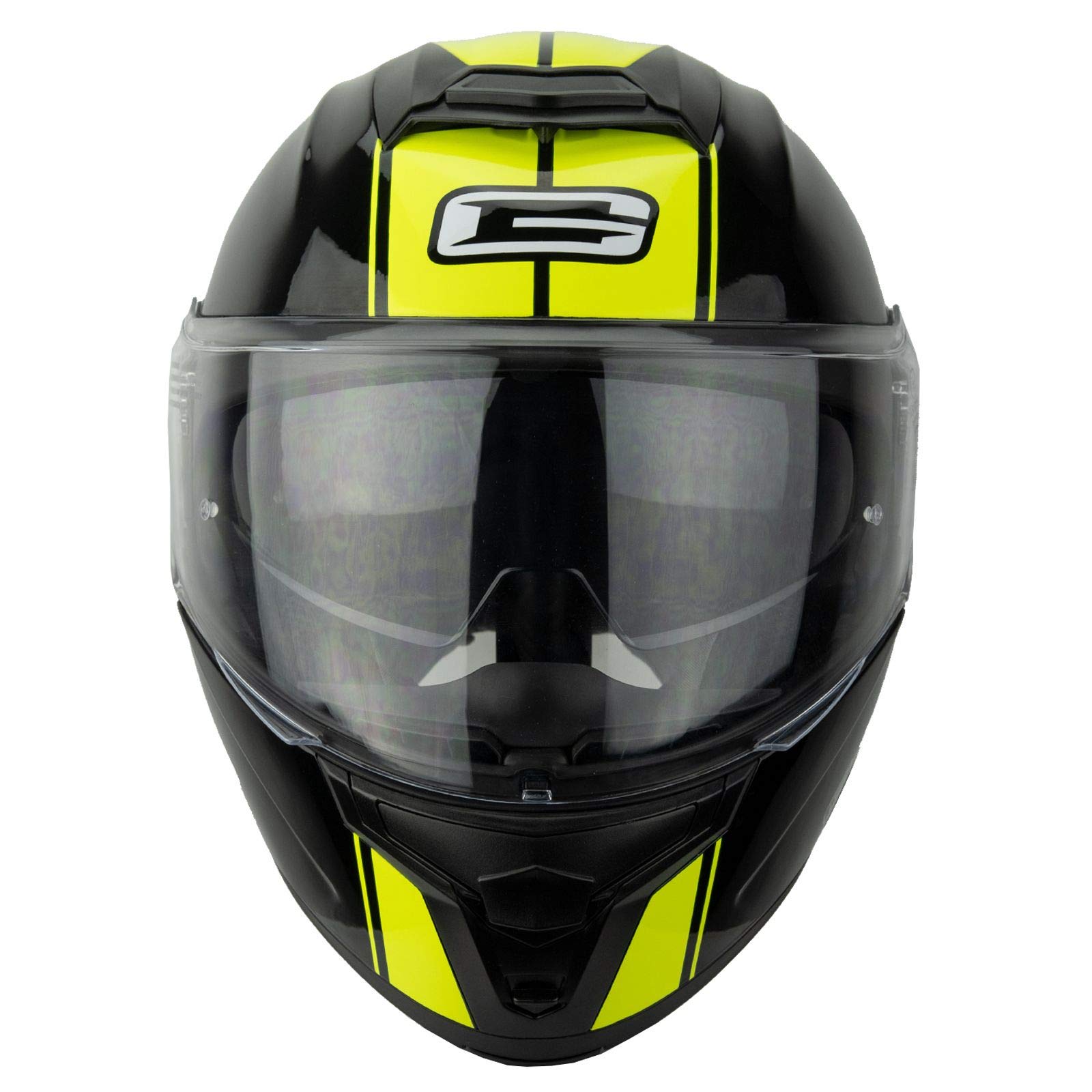 G-MAC Glide Evo Flip Front Motorcycle Helmet (XS, Black, Yellow) Automotive