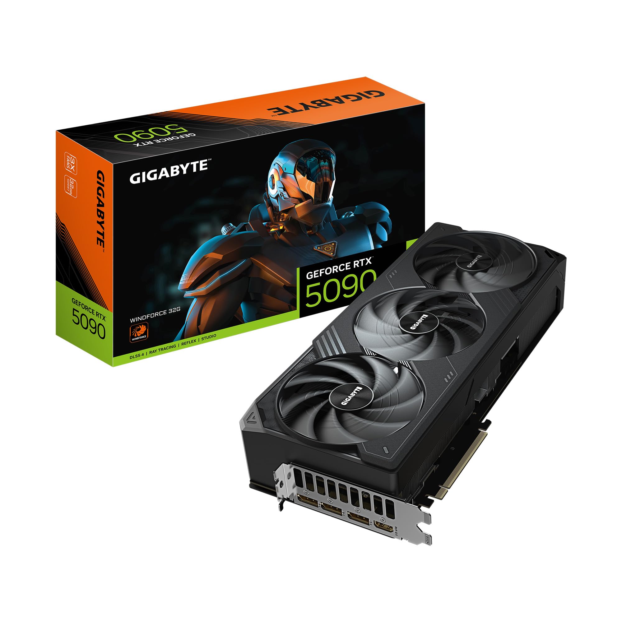 GIGABYTE GeForce RTX 5090 WINDFORCE 32G Graphics Card, 32GB 512-bit GDDR7, PCIe 5.0, WINDFORCE Cooling System, GV-N5090WF3-32GD Video Card