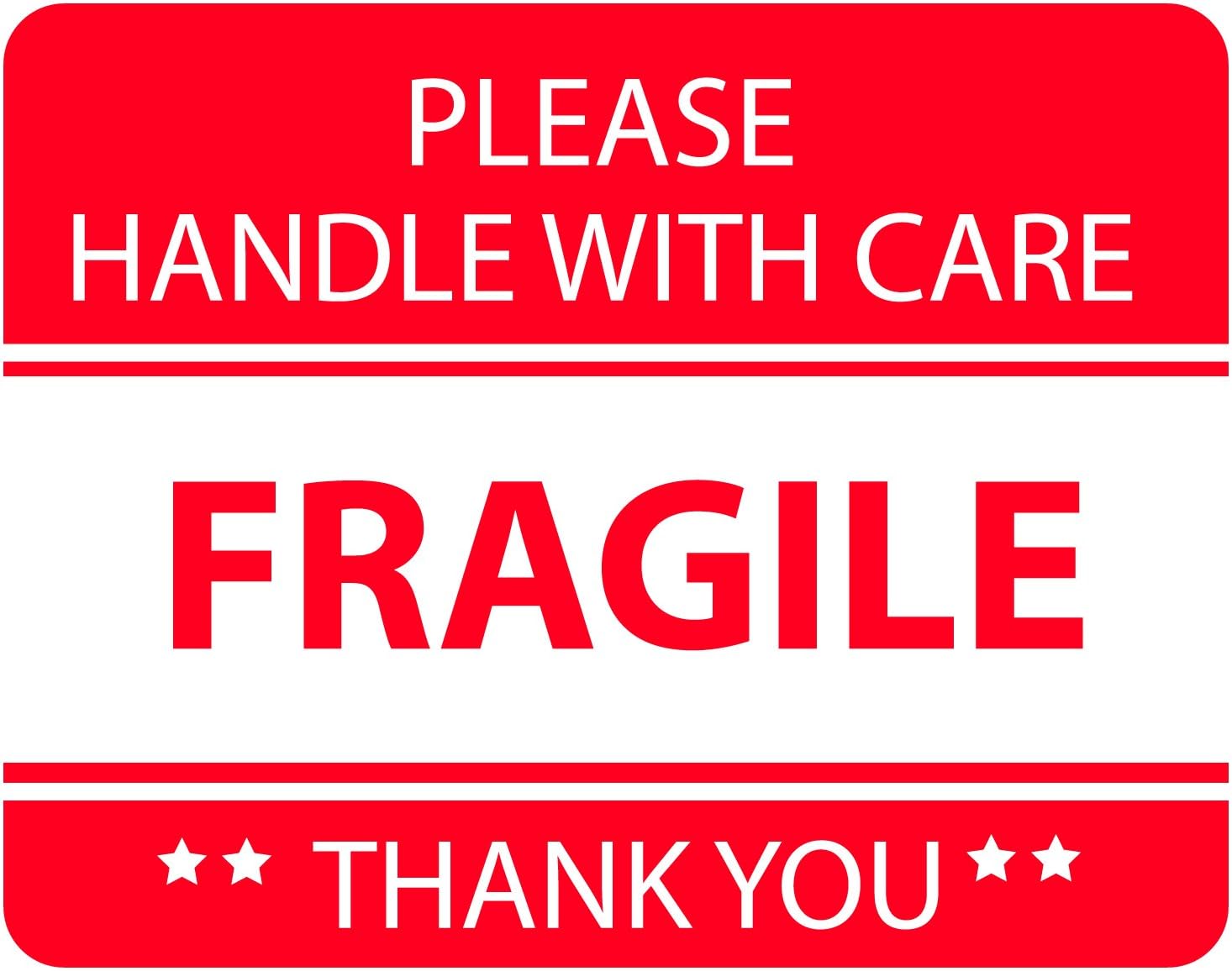 Red Fragile Warning Stickers for Safe Shipping Packing of Goods with Clear Large Font Text and Strong Adhesive Backside | 1 Roll 500 Labels 2 x 3 (500)