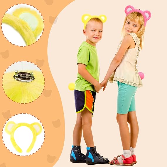 Bear Ears Headband and Tail, Halloween Bear Costume Accessories for Kids