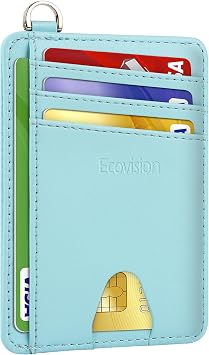 Slim Minimalist Front Pocket Wallet, RFID Blocking Credit Card Holder Wallet with Detachable D-Shackle for Men Women